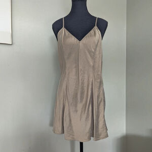 VINTAGE 100% SILK Magic Silk Green Gold Slip Dress